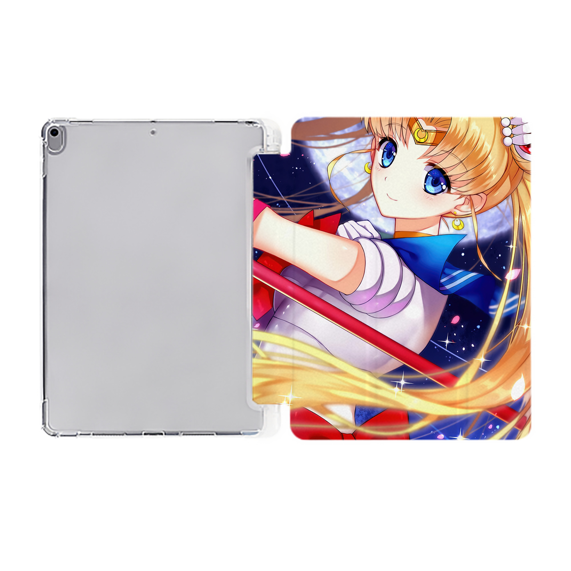 （画像用） 美少女戦士セーラームーン Sailor Moon IPad ケース ペン収納付き 三つ折りスタンド PUレザー×シリコン 対応機種9.5/10.5/10.9インチ